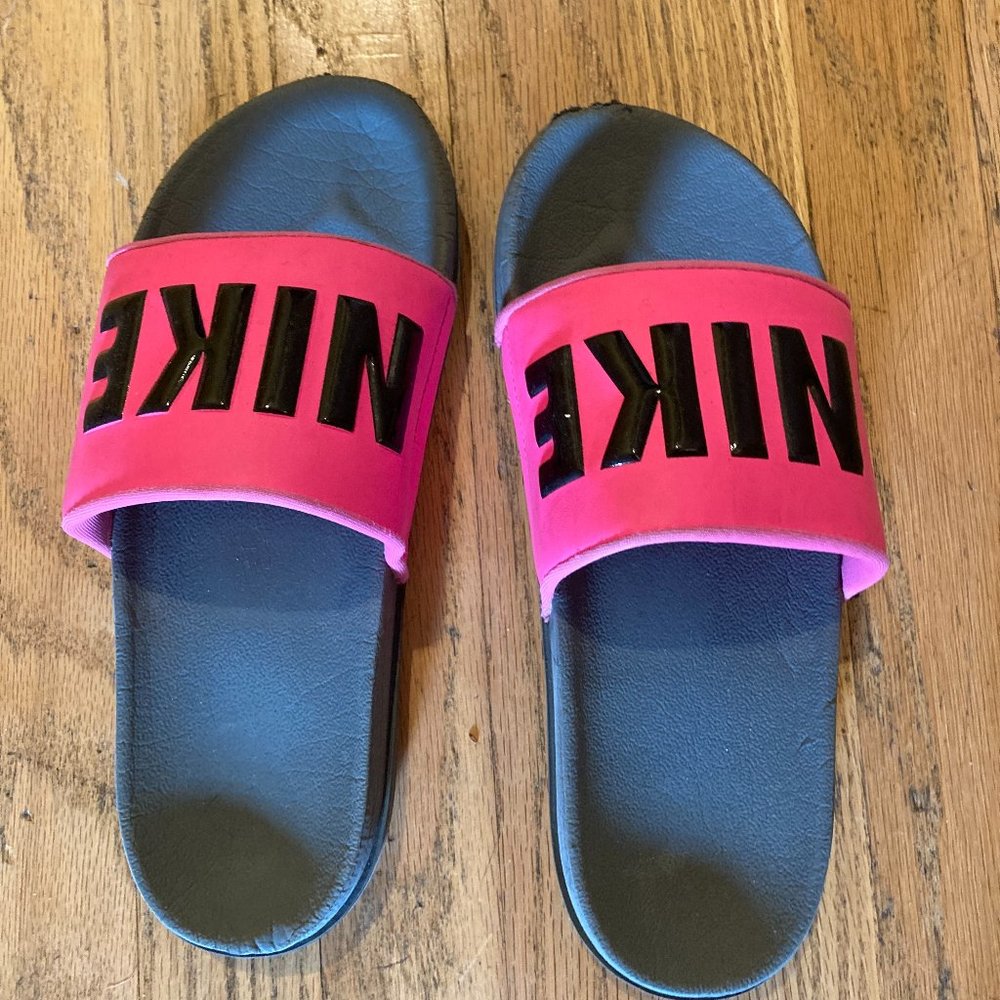 neon nike slides